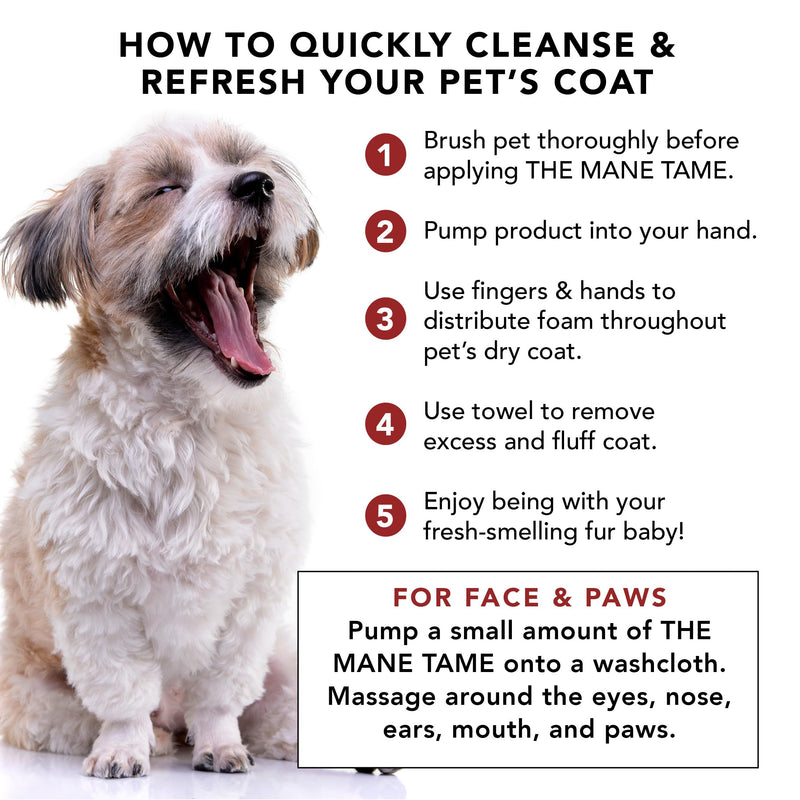 Pride and Groom The Mane Tame Waterless Dog Shampoo – Foaming Dry Shampoo for Dogs and Cats Made in USA for a Rinse Free Cleanse and to Eliminate Odor in Between Baths On-The-Go – 7.1 fl oz - PawsPlanet Australia