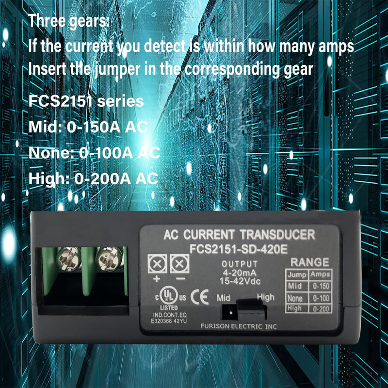 Current Transmitter, FCS521-SD-420E Current Transducer Transmitter Transformer Sensor AC Current Converter 0-50A