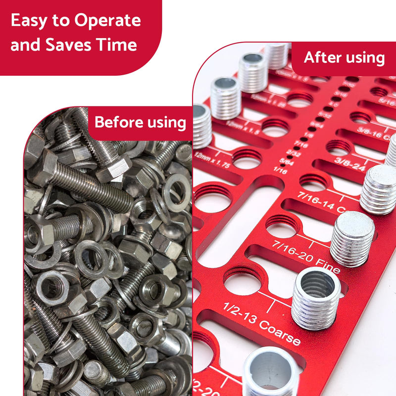 Nut and Bolt Thread Checker - 36 Thread Checker Standard and Metric Bolt and Nut Identifier Gauge 20 Standard & 16 Metric 19 Drill Gauges Thread Gauge Screw Size and Thread Gauge Inch & Metric 36 Nut and Bolt Thread Checker