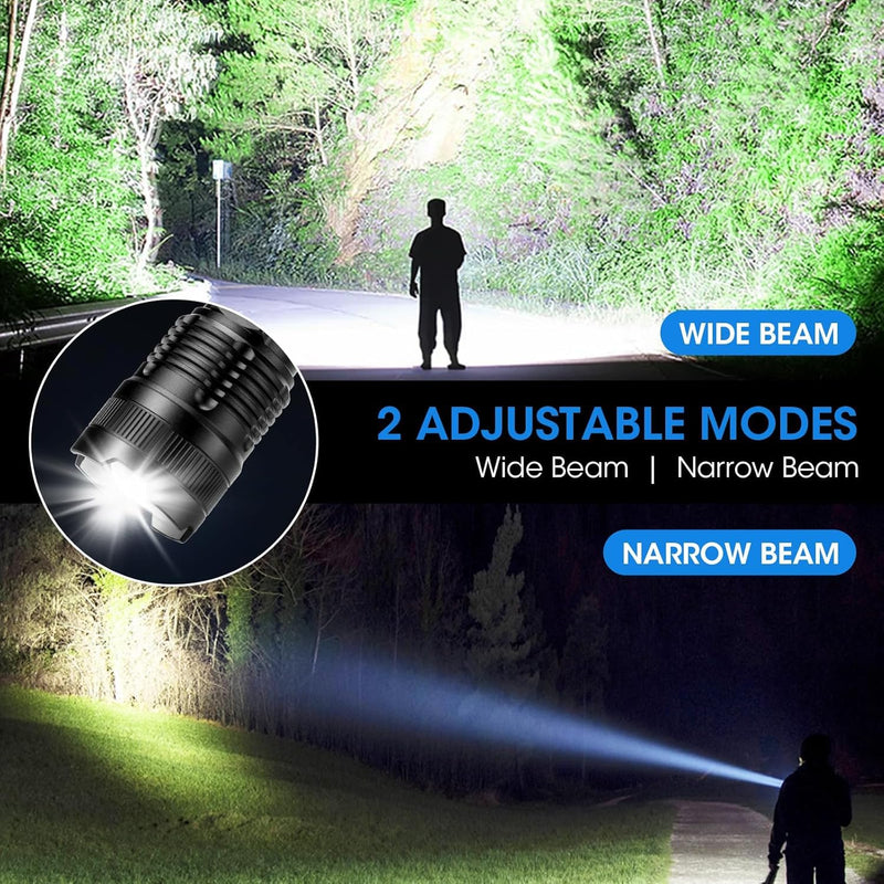 Rechargeable 99,000 High Lumens Flashlight - 2Pack Bright LED Flash Light with 5 Modes, Powerful Waterproof Handheld Lintera for Camping Home L-2P