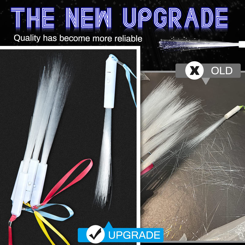 Jecery 24 Pieces White Fiber Optic Wands Glow Sticks LED Light up Wedding Wand with 3 Modes Flashing Sparklers for Wedding Bridal Shower Birthday Glow in the Dark Party Favors Supplies
