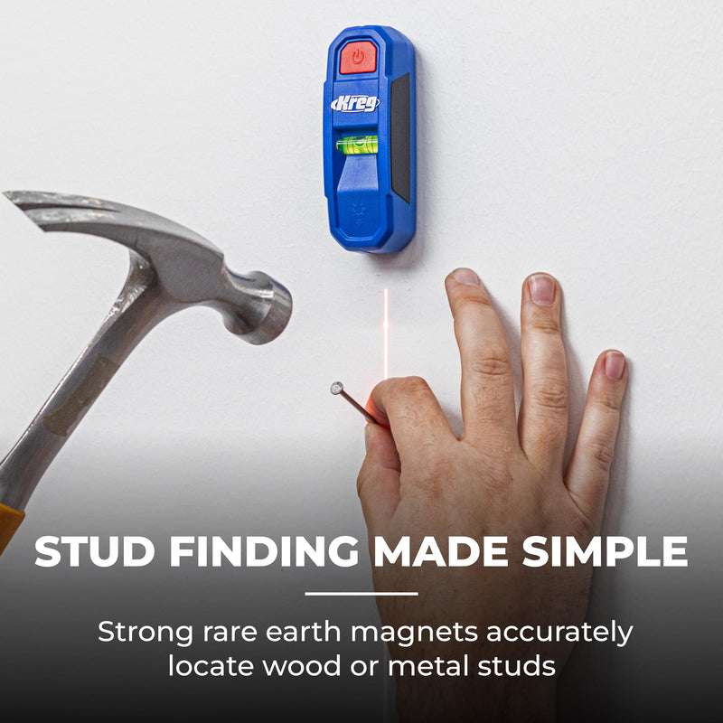 Kreg KMM1000LZ - Kreg Magnetic Stud Finder with Laser-Mark - Stud Finder & Wall Scanner - Magnetic Stud Finder Tool - with Precise Stud Magnet