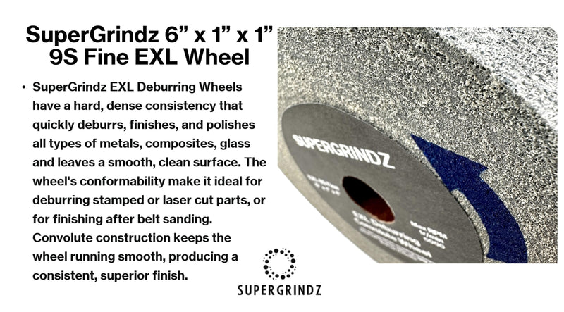 EXL Deburring Wheel - 6" x 1" x 1" 9S Fine Grit - Silicon Carbide - Metal Deburring, Finishing and Polishing Wheel - Convolute - (1 Pack) 1.0