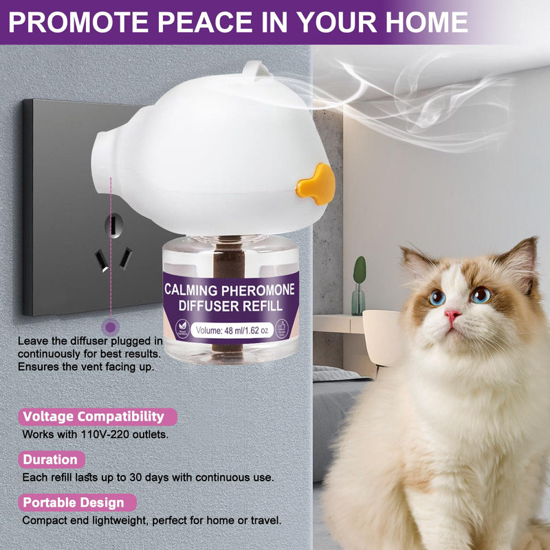 SLE Cat Pheromones Calming Diffuser: 1 Cat Calming Diffusers & 3 Refills, Relieve Anxiety Stress Reduce Spraying Fighting and Scratching Fits All Cats & Kittens