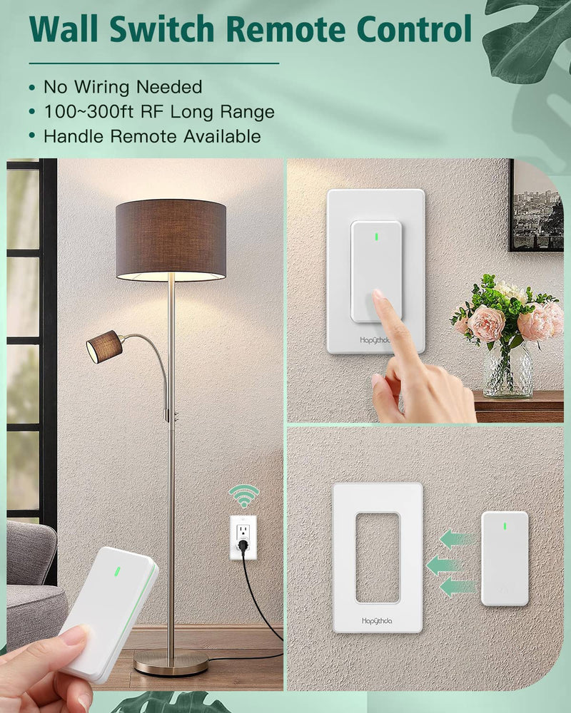 Remote Control Outlet, Buckle Design Removable Wireless Wall Mounted Light Switch, 300 ft 15A 1500W, No Wiring Electrical Remote Outlet for Appliance 1 Outlet & 1 Remote