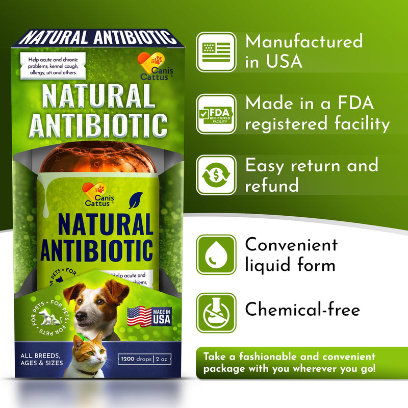 Pet Antibiotic | Dog Cough | Natural Antibiotics for Dogs | Antibiotic for Cats | Kennel Cough | Cat Cough | Antibiotics for Dogs | Bundle 2 Pack x 2 Oz - PawsPlanet Australia