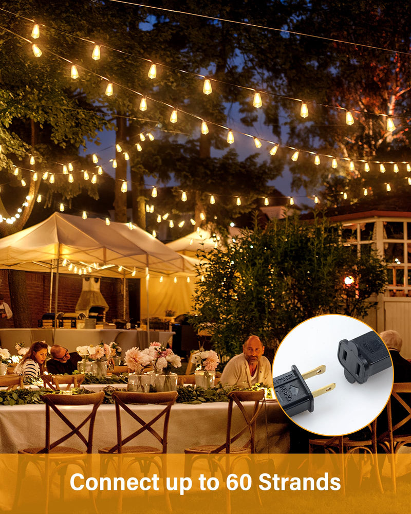 Outdoor String Lights Waterproof, 25 Feet Patio Lights with 13 ST38 Edison Bulbs(1 Sqare), Outside Hanging Decorative Lights for Porch, Blacony, Backyard, Bistro, Garden, 2700K 25FT