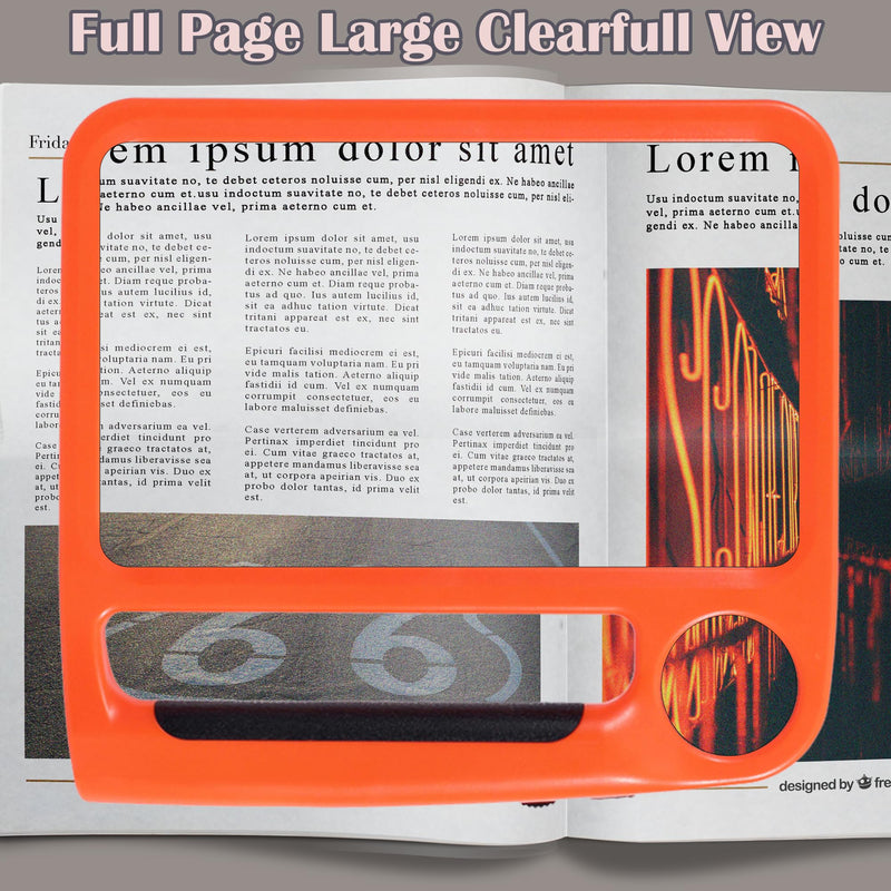5X 10X Full Page Magnifying Glass for Reading, Rechargeable with 48 Adjustable LED Lights & 3 Light Modes, Comfort-Grip & Lightweight Handheld Magnifier for Seniors, Reading Aid, Low Vision(Orange) Orange