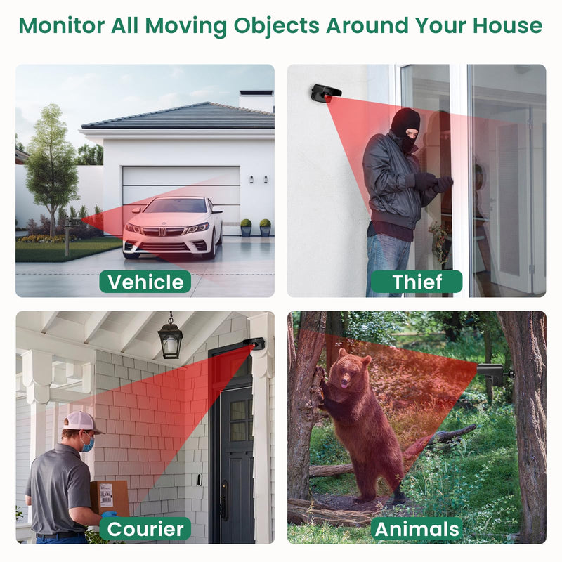Wireless Driveway Alarm, Outdoor Weatherproof Motion Sensor & Detector with 600ft Range, Microwave Infrared Home Security Alert System for Driveway/Garage/Indoor/Outdoor (1 Receiver+2 Sensors) A 1 Receiver+2 Sensors - NewNest Australia