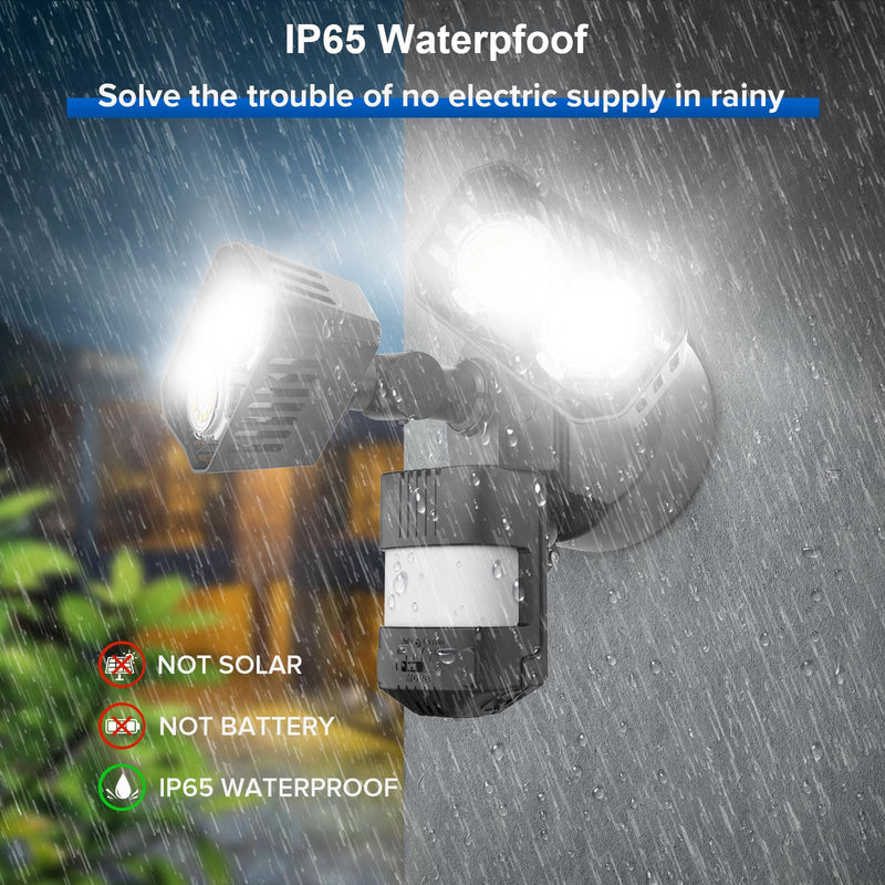 SANSI 28W 3500LM Motion Sensor Outdoor Lights, Outdoor Motion Sensor Light Security Lights Detector with 4 Mode 350W Equiv 5000K, IP65 Waterproof for Soffit, Garage, Yard (Black) Hardwired 28W-Bright Series Black