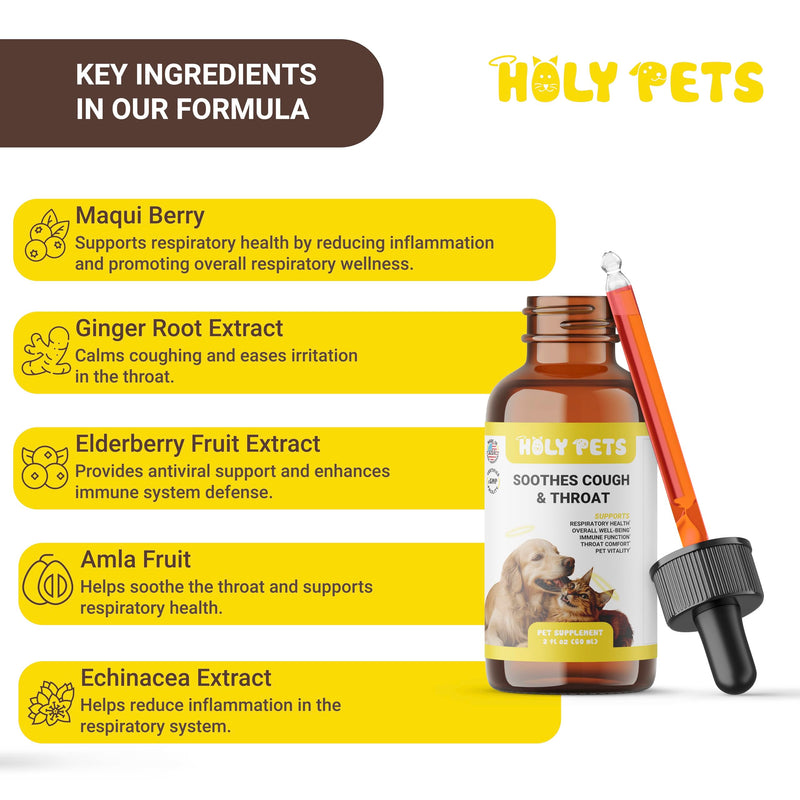 Cough Medicine for Dogs & Cats, Respiratory Infection Support - Sneezing Relief & Kennel Cough Treatment - Pet Asthma Support - Made with Natural Ingredients in The USA - NewNest Australia