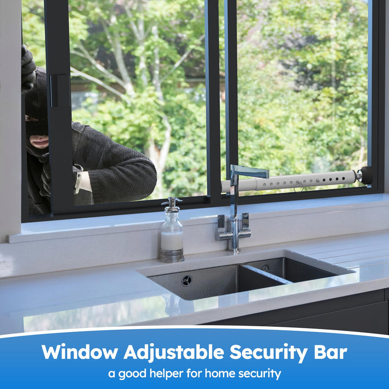 Short Window Security Bars, Sliding Door Security Bar, 11-18 inch Window AC Lock Bars Inside, Adjustable Window Burglar Bar for Child Safety, Window Stoppers for Sliding/Vertical Window - 1Pcs 11" to 18"-1 PCS