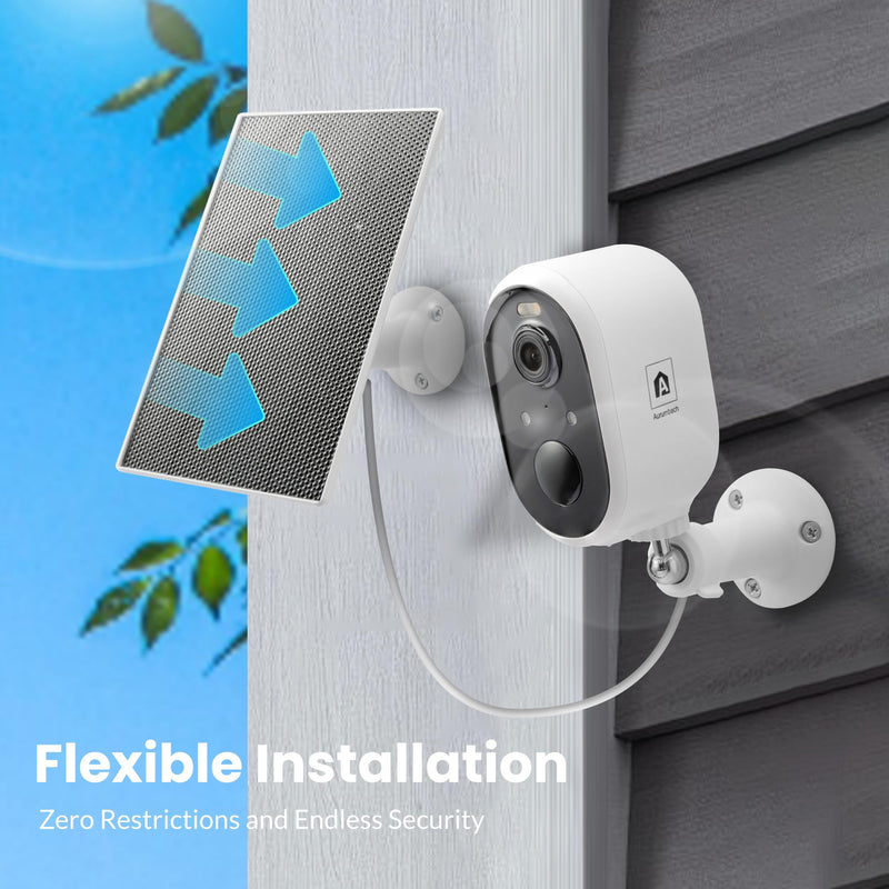 Solar Security Camera Outdoor Wireless, 2K Color Night Vision, Battery Powered PIR Motion Detection,2.4GHz WiFi Cameras for Home Surveillance, Light and Sound Alarm, 2-Way Audio 1-Pack