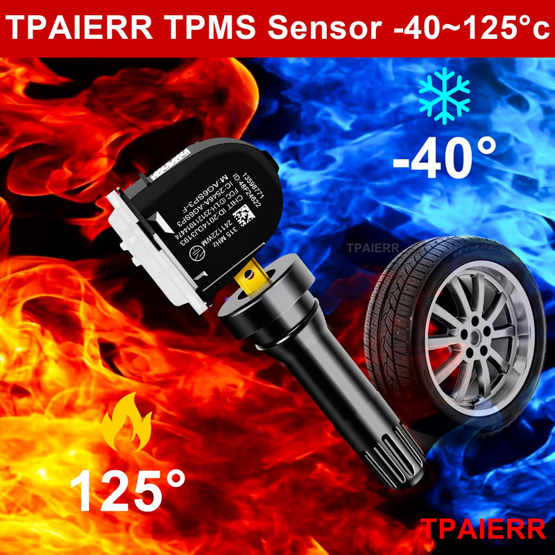 5Pcs TPMS Sensor with Relearn Tool, 315Mhz OE 13598771 13598772 13586335 13581558 EL-50448 Tire Pressure Monitoring System Compatible with Chevrolet/Chevy/Silverado/GMC/Buick/Cadillac (Black) Black