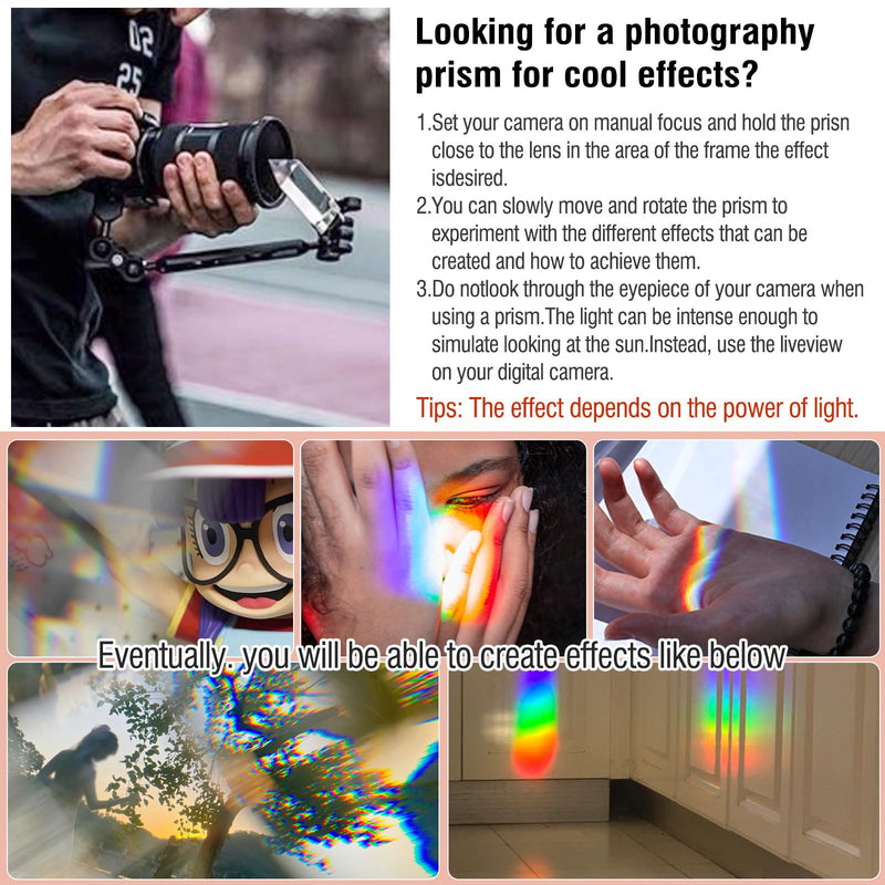2pcs Clear Triangular Prism, K9 Prisms Set -6" & 1" Lengths Optical Prisms for Teaching Light Spectrum Physics and Photo Photography Prism 2