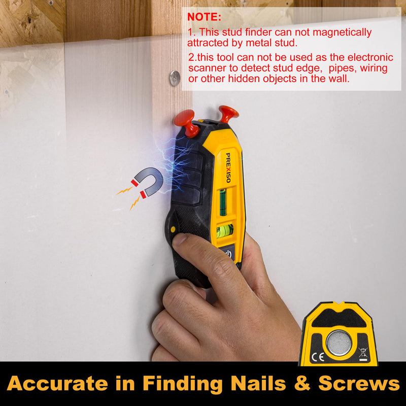 PREXISO 2-in-1 Line Laser Level with Magnetic Stud Finder, Compact Wood & Metal Detector with Bubble Vials for Accurate Markings, Multi Surface Wall Scanners Tool for Hanging Frames & Pictures