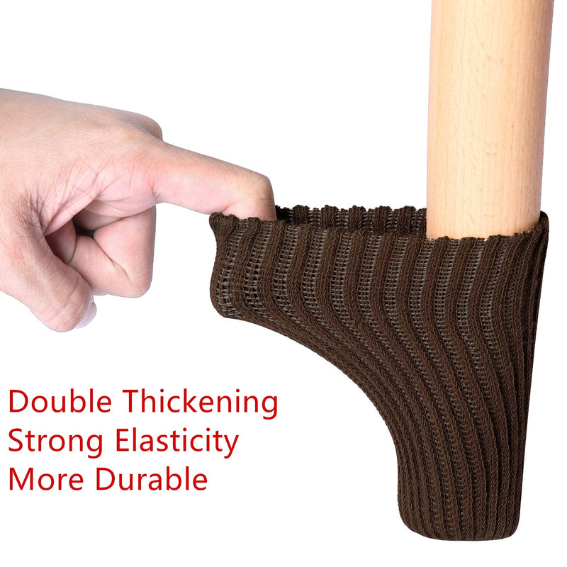 24 PCs Furniture Leg Socks - Coffee Knitted Furniture Socks, Double Thickness Chair Leg Floor Protectors, High Elastic Chair Leg Covers Furniture Caps Set, Move Easily and Reduce Noise 24 pcs Coffee-1
