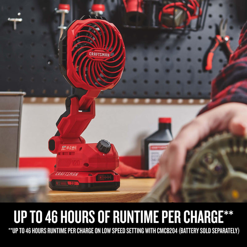 CRAFTSMAN V20 Cordless Personal Fan, Compact and Collapsible, Bare Tool Only (CMCE010B)