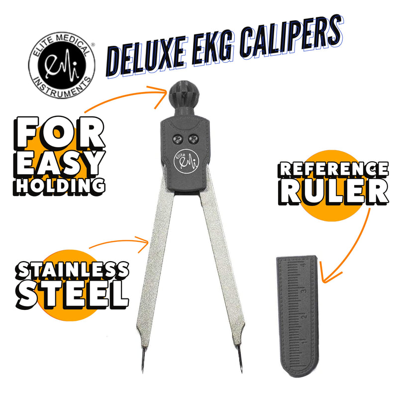 EMI Premium Quality Deluxe EKG ECG Caliper - Chrome Tip with Case and Tip Cover EKG-100