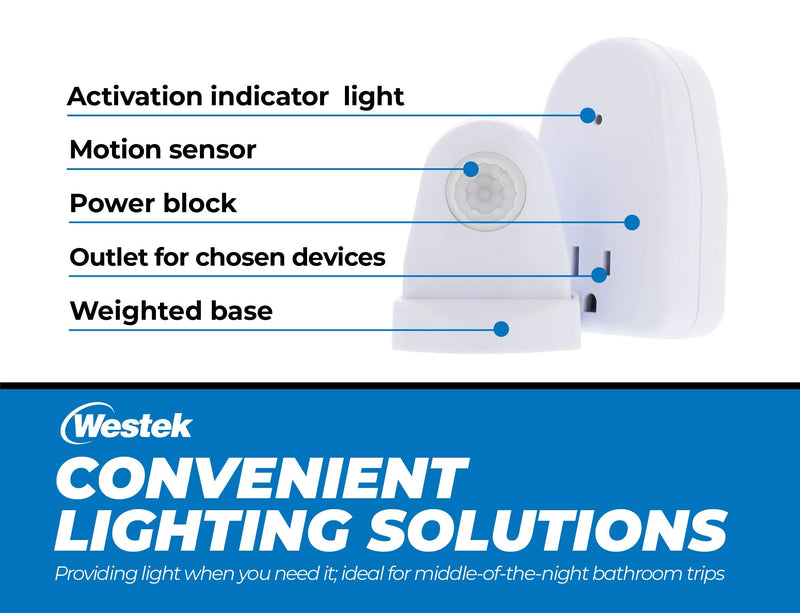 Westek MLC12BC-4 Indoor Plug-in Corded Motion Activated Light Control, Single, White 1