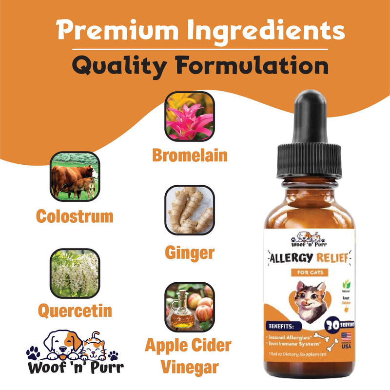 Natural Allergy Relief for Cats - Supports Allergy & Itch Relief for Cats - Cat Allergy - Cat Itch Relief - Cat Itchy Skin Relief - Cat Allergy Relief for Cats - Cat Supplements & Vitamins - 1 fl oz - PawsPlanet Australia