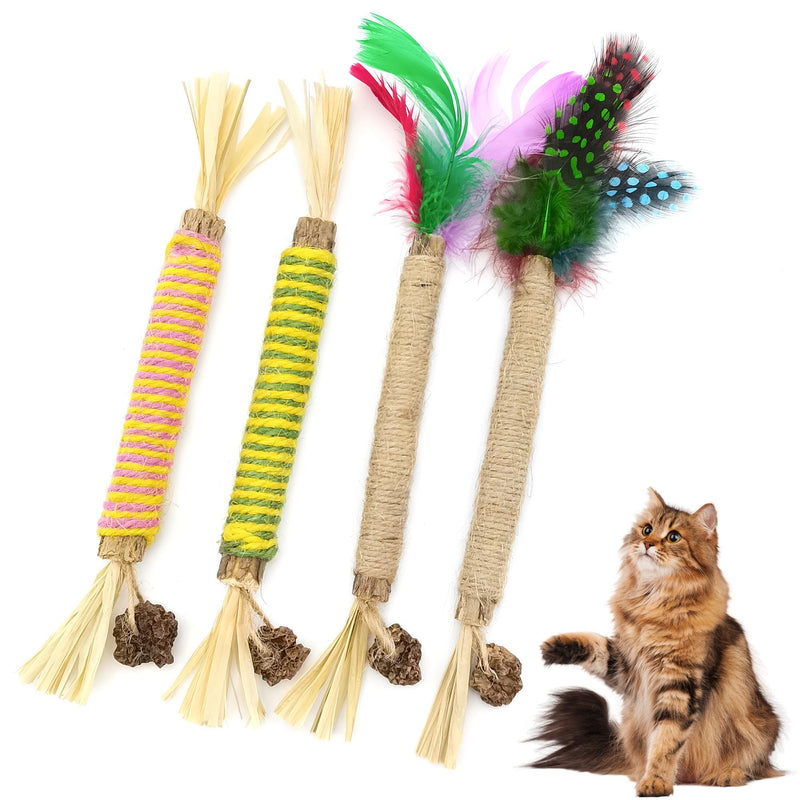 Quacc 4 PCS Silvervine Chew Sticks Natural Silver Vine Sticks Cat Dental Treat Toy for Teeth Cleaning Calm Cat Anxiety Stress