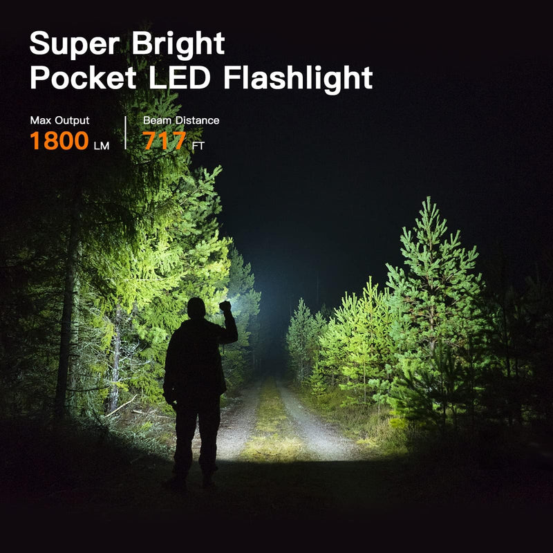 Wurkkos Flashlight WK03-1800 High Lumen Flashlight,SST-40 LED 90CRI 217M 6000K IP68 Waterproof LED Flashlight,EDC Pocket Flashlights 5 Modes for Camping,Home,Emergencies WK03-6000K-3