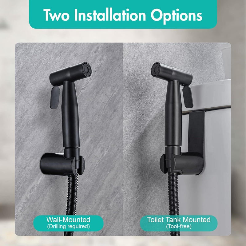 VARMHUS Handheld Bidet Sprayer for Toilet-Adjustable Water Pressure Stainless Steel Sprayer Ki,Bidet Hose Attachment for Feminine wash (Matte Black) Matte Black