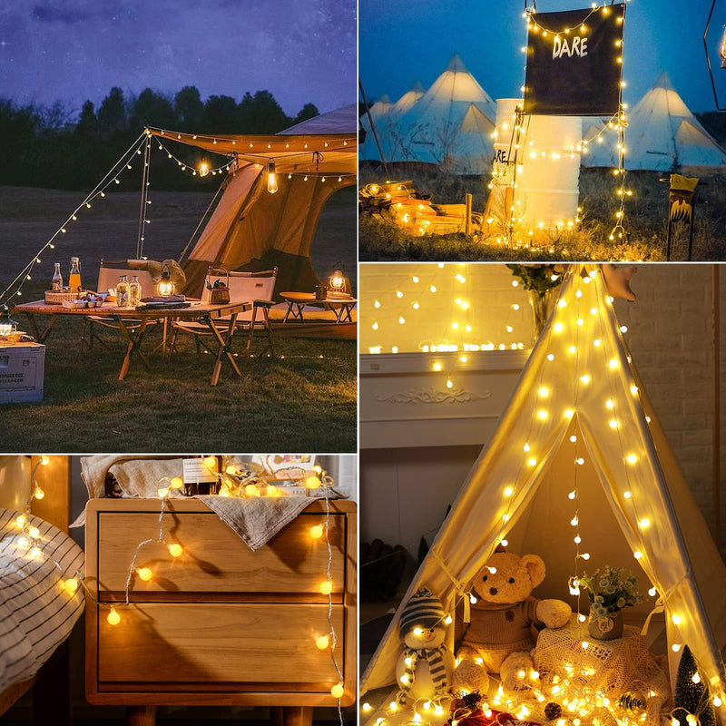 Minetom Globe String Lights, 33 Feet 100 Led Fairy Lights Plug in, 8 Modes with Remote Mini Globe Lights for Indoor Outdoor Bedroom Party Wedding Garden Christmas Tree Decor, Warm White 33Ft