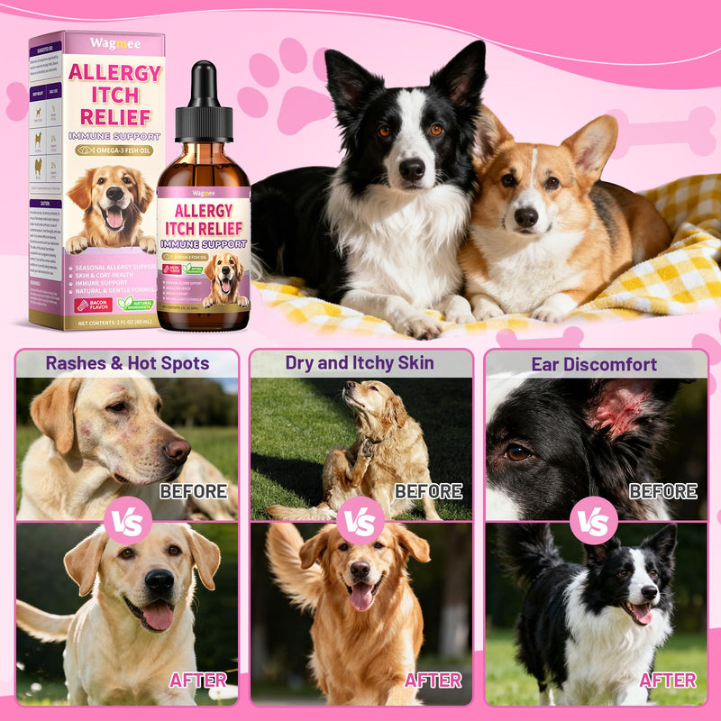 Dog Allergy Relief – 500 Ct Anti-Itch Chews + Natural Allergy Drops for Dogs, Yeast & Itchy Skin Relief, Paw Licking & Ear Support, Skin Coat Immune & Gut Health Supplement