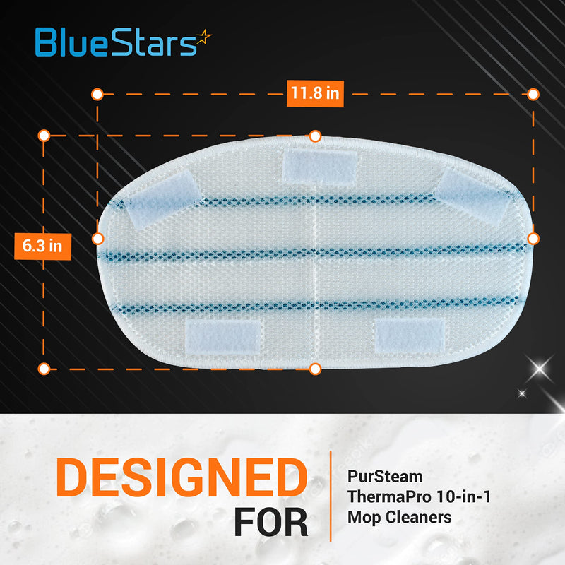 BlueStars 10-Pack Microfiber Steam Mop Pads for PurSteam ThermaPro 10-in-1 Steam Mop – Washable, Reusable Replacement for ThermaPro 211 Steam Mop Cleaners 10 Packs Stripped Pads