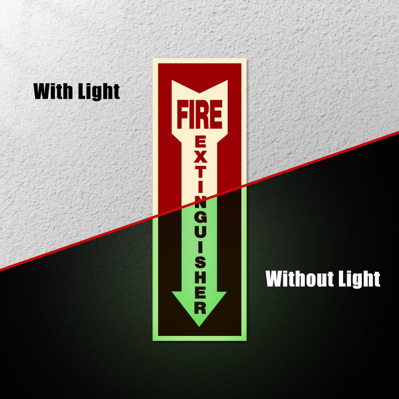 Fire Extinguisher Signs,Safety Sign Sticker glow in the dark 12 Pack 4" X 12" Durable Self Adhesive, Waterproof and UV Protected,for Home, Office or Boat