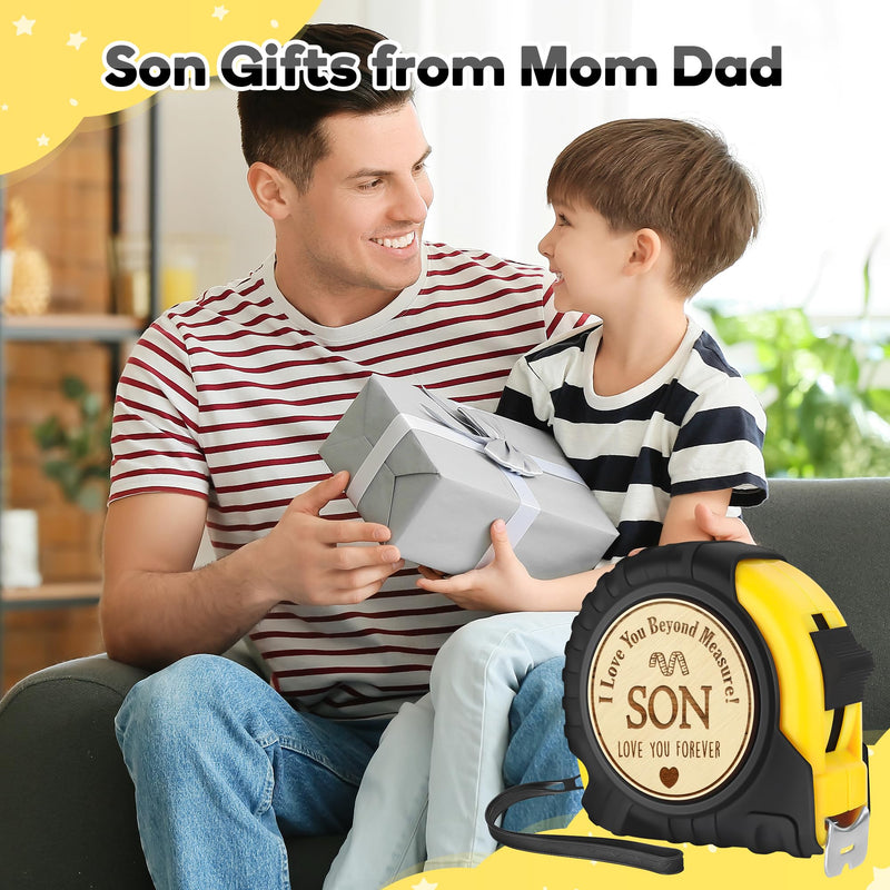 to My Son Gifts, Gifts for Son, Son Gifts from Mom Dad, Gifts for Grown Son from Mother Father, Cool Birthday Gift Ideas for Adult Sons, Christmas Graduation Tape Measure 25FT Tool Gifts