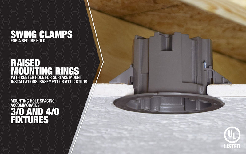 Southwire -MSBST250 Fixture and Ceiling Electrical Box Smart Box Shark Tooth with Hole Saw Supports 6 lb