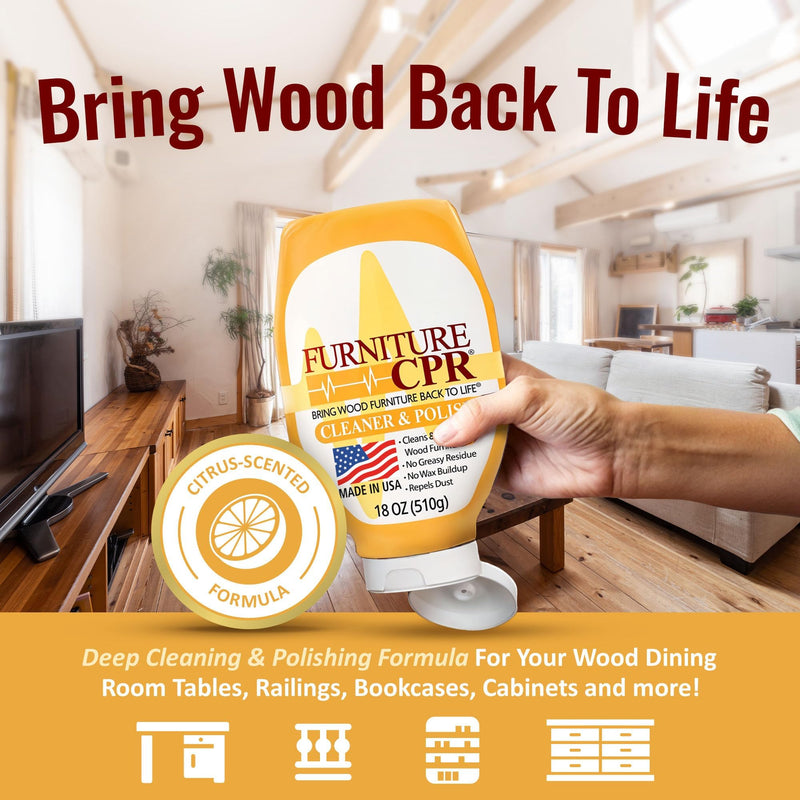 Furniture CPR Wood Furniture Cleaner & Polish, 18 oz, 2 Pack 18 Ounce (Pack of 2)