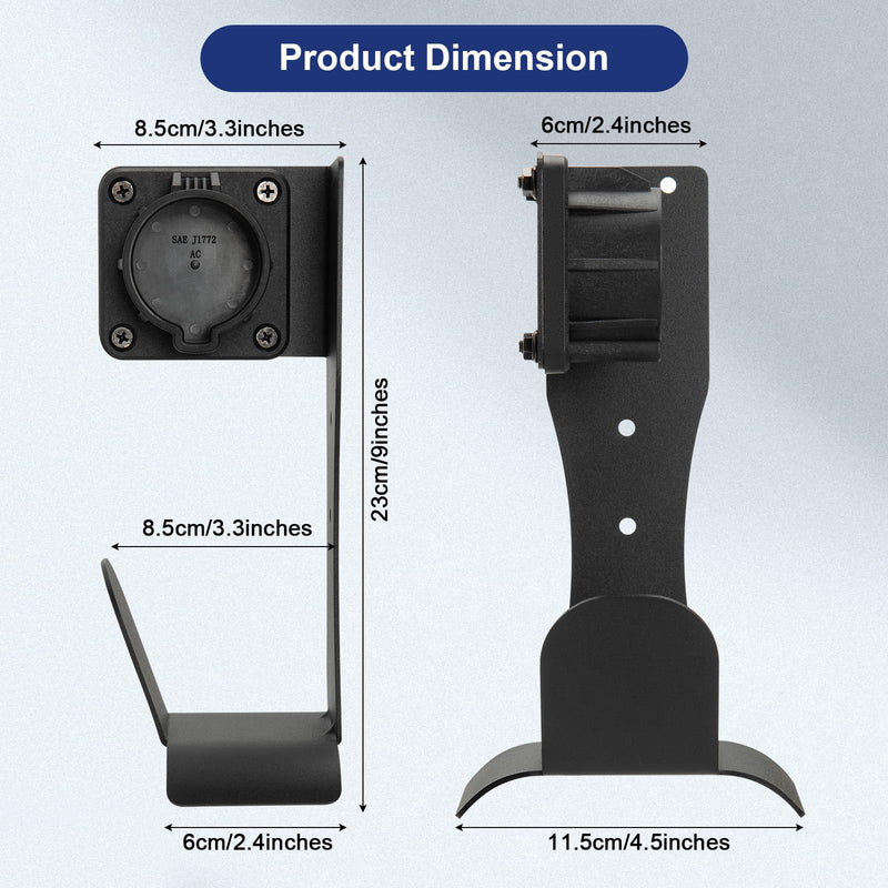 EV Charger Holder Cable Organizer Wall-Aligned Mount J1772 Holder, Space-Saving, No Cable Cutting, Electric Car Charger Cord Holder & Plug Holster Dock for J1772 Connector Charger Cable Holder