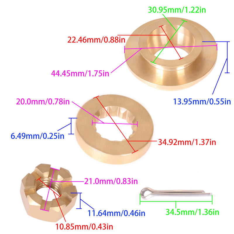 Boat Engine 0335420 766478 335420 Thrust Bushing, 0323943 777998 Spacer, 0319891 778000 Prop Nut, 0320785 Cotter Pin for Evinrude Johnson OMC BRP 20HP 25HP 30HP 35HP, 0175268 Propeller Hardware Kits