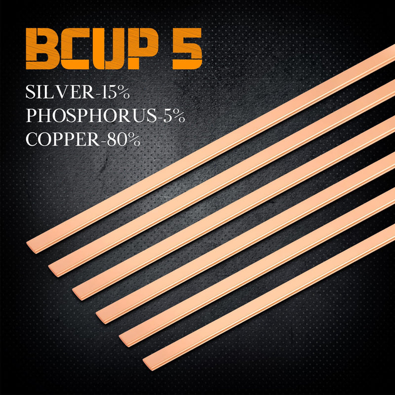 40PCS 15% Silver Brazing Rods, AWS BCuP-5 Silver Solder Sticks, Phos Copper Alloys Soldering Kit, 0.05"x0.13"x10" Flat Solution Welding Rods for HVAC, Air Conditioning, Refrigerator, Copper pipe 40