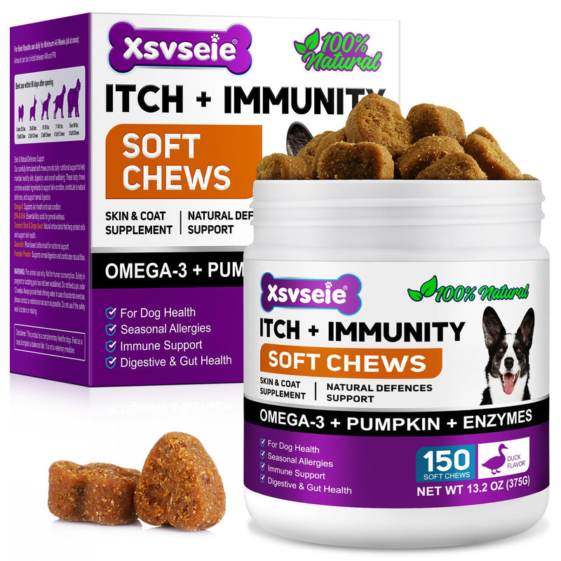Dog Allergy Relief Chews, Dog Allergy Relief Treats for Itching Skin, Anti-Itch for Dogs, Immune Supplement, Seasonal Allergies, All Breeds and Sizes - 120 Grain