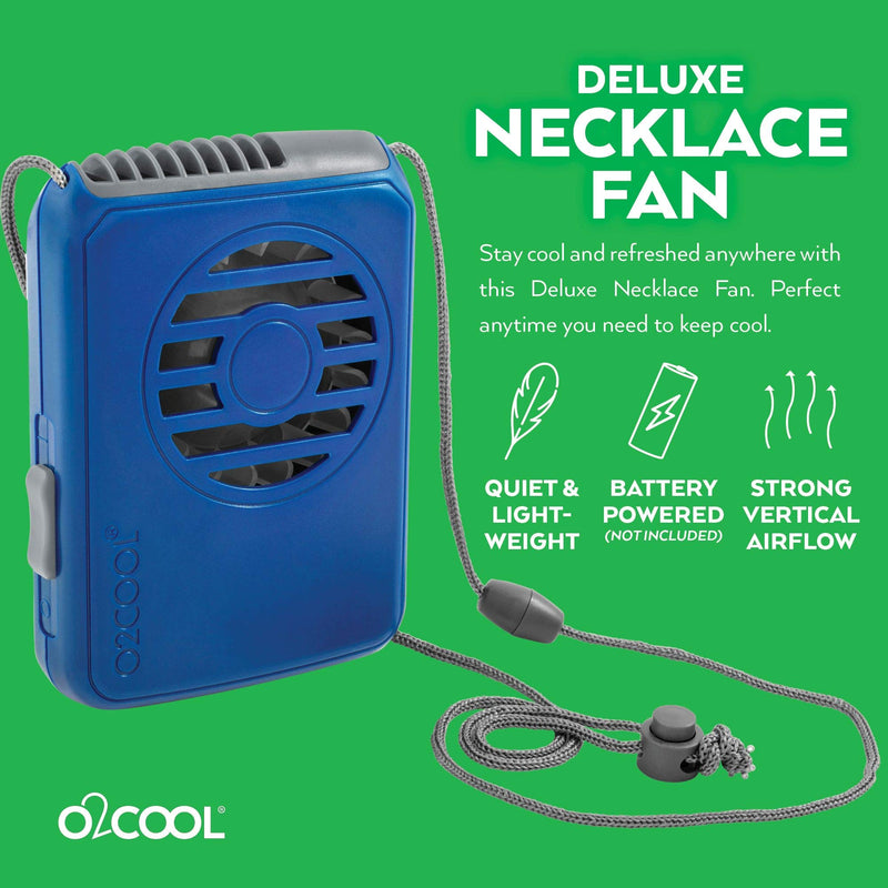 O2COOL Deluxe Personal Necklace Fan | Hands- Free, Battery Operated Wearable Mini Cooling Device for Beach, Sporting Events, Camping (3 Pack Random Colors) 3 Pack