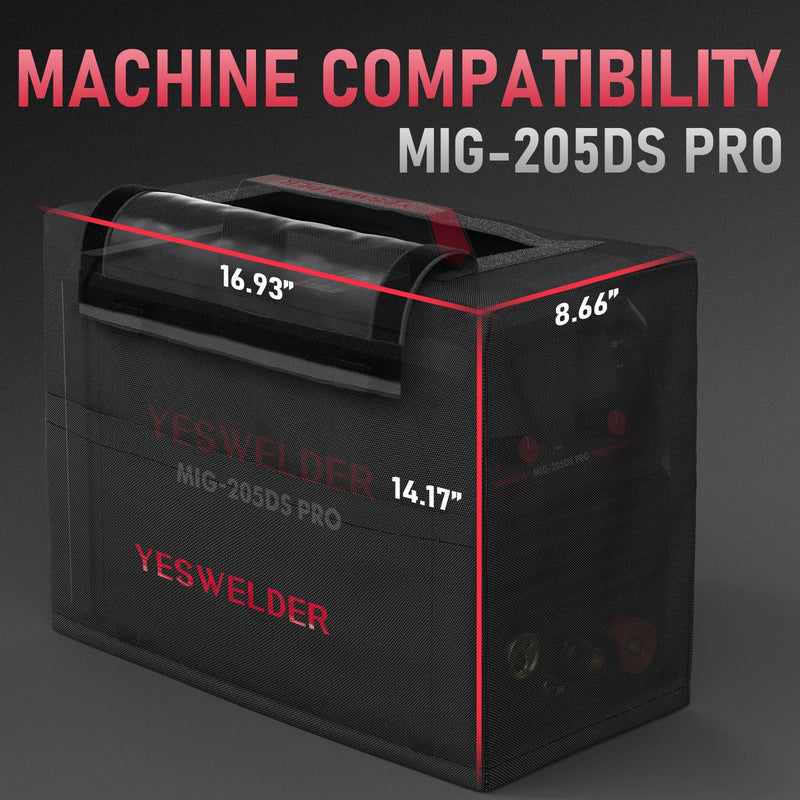 YESWELDER Welder Cover, Waterproof Protective Dust Cover for Welding Machine with Storage Pockets Medium Size 16.93" x 14.17" x 8.66" M (MIG-205DS PRO)