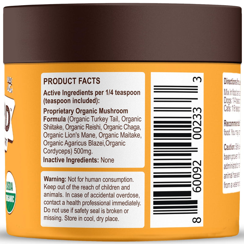 Petsmont Buddy Guard for Lumps and Bumps, Lipoma for Dogs & Cats, Patent Pending Organic 8 Mushroom Powder Blend Natural Dog Probiotic & Immune Support Chaga, Reishi, Lion's Mane, Turkey Tail Mushroom