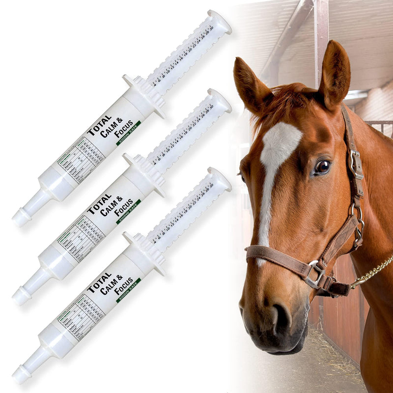 Ramard Total Calm and Focus for Horses Supplement - Magnesium & Calming Formula for Horse Show, Training, Performance Mental Alertness Without Drowsiness, Show Safe, Equine Supplies 1oz Syringe 3Packs 3 Pack, 30 cc. Syringe