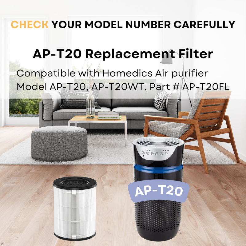 Nispira AP-T20FL True HEPA Replacement Filter Compatible with TotalClean 360° Tower Air Purifier AP-T20 AP-T20WT, 1 Pack