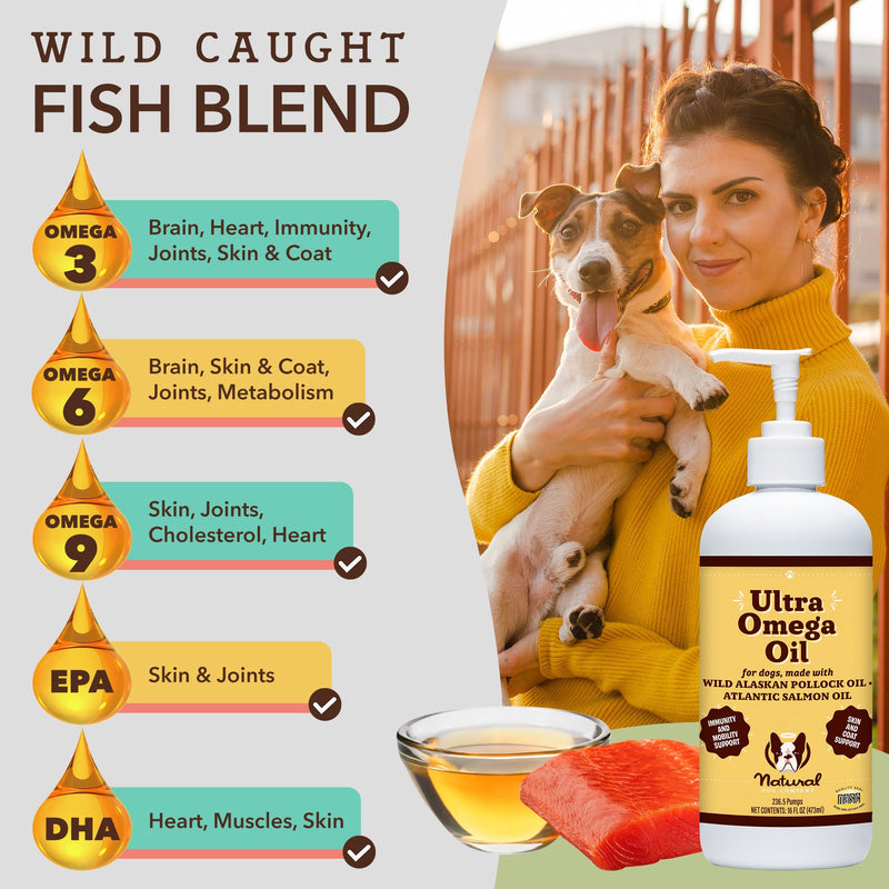 Natural Dog Company Canine Vitality Dog Vitamins and Supplements Bundle, Includes (1) Hip and Joint Chews Supplement-90 pcs cosequin for Dogs, (1) Ultra Omega Fish Oil 16 Oz Omega 3 Fish Oil for Dogs - PawsPlanet Australia