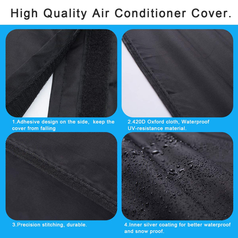 Luxiv Central Air Conditioner Covers - Dust-Proof, Waterproof AC Protection Cover (24W x 24D x 30H) in Black 24W x 24D x 30H