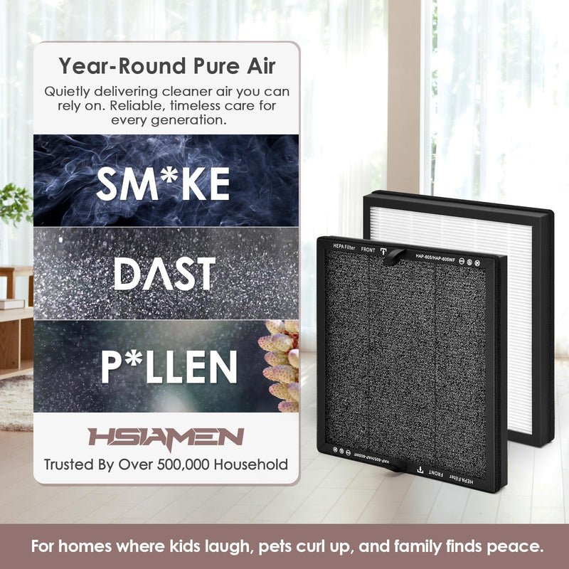 HAP605 Replacement Filter Compatible with FreAire & XenonLab Air Purifier 4-Pack