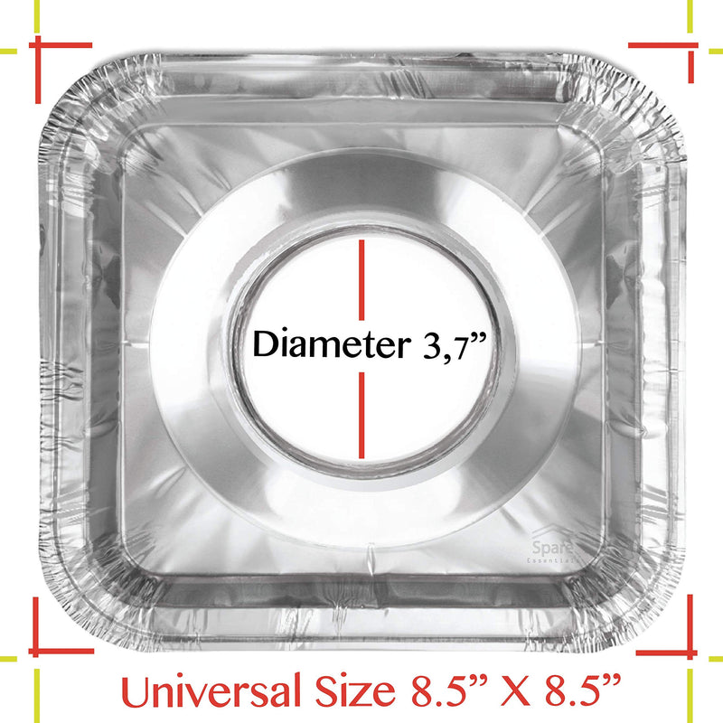 Disposable Gas Burner Liners 50 Pack, Aluminum Foil Square Stove Covers, Range Protectors, Stove Top Foil Covers for Gas Burners, Catch Food Spills, Aluminum Stove Burner Cover, Foil Liner 8.5x8.5 In