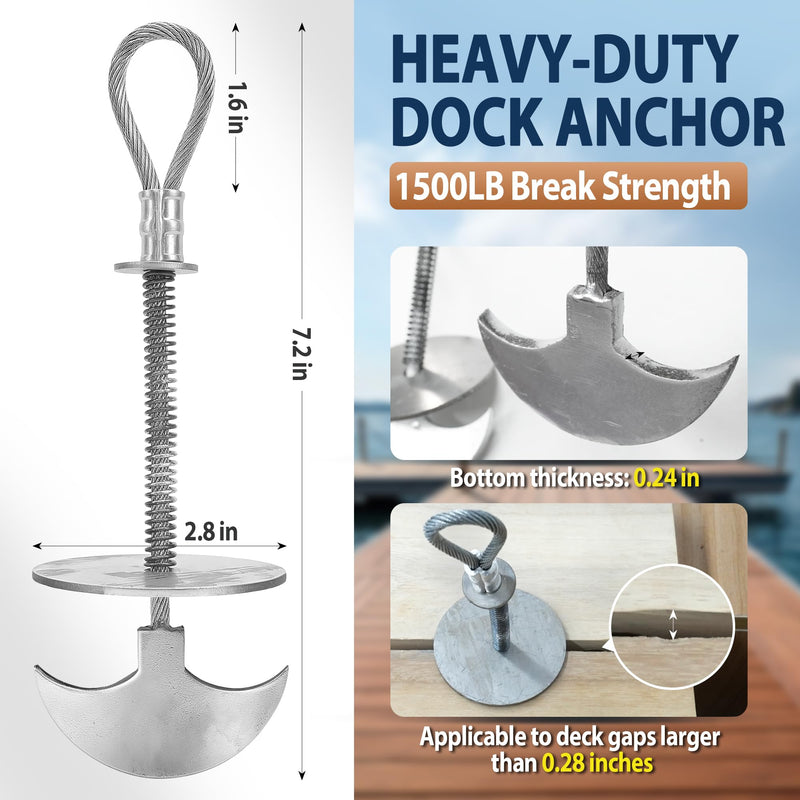 Trailer Deck Dock Anchors Between Boards - 1500LB Break Strength - 304 Stainless Steel Quick Tie Down Anchors Deck Anchor Pegs Easy to Move for Boards & Outdoor Camping Canopy Tent Anchors 2PCS
