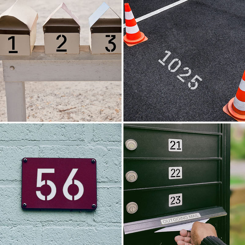 YEAJON 2 Inch Curb Stencil Kit 0-9 Address Number Stencil, 20Pcs Reusable 14 Mil Mylar Plastic Numbers Stencils for Painting on Road, Wall, Wood, Mailbox